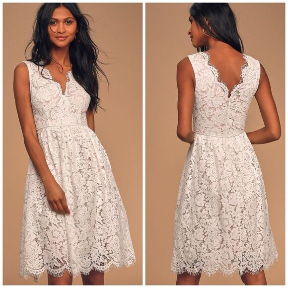 Lulu's White Lace Midi Dress - Picture 1 of 16
